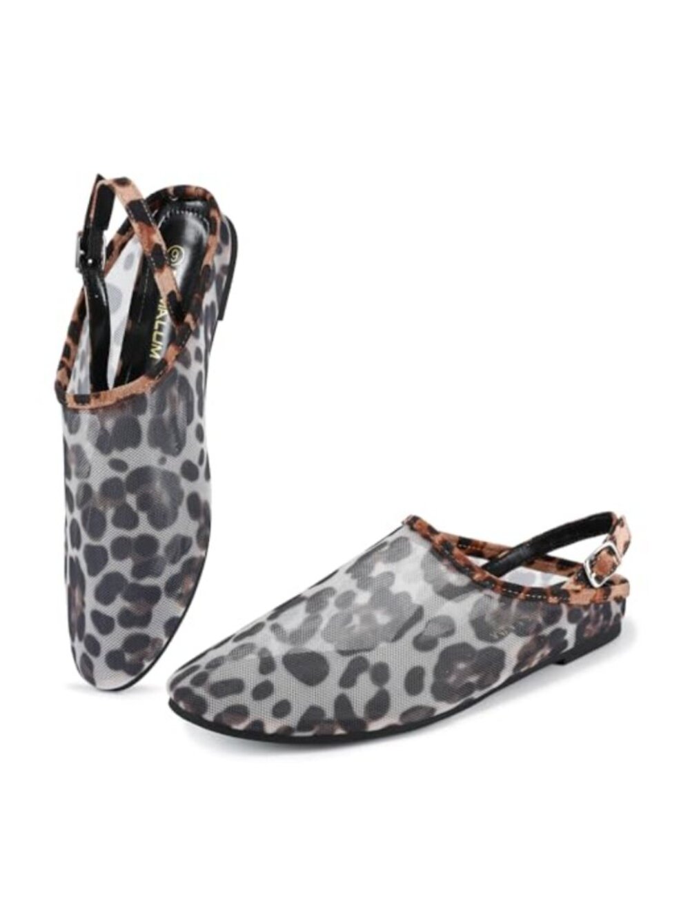 Mesh Ballet Flats Women's Mary Jane Leopard Print Round Toe Flat Shoes